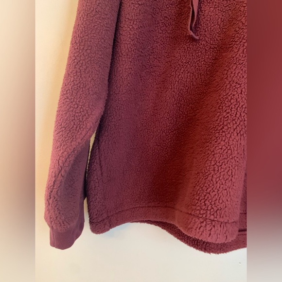 Madewell Sherpa Button-Front Hoodie Sweatshirt - brown red rust- LARGE Normcore - Picture 3 of 7